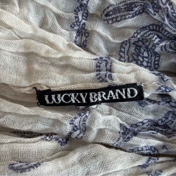 Lucky Brand Cream and Blue Patterned Scarf - Picture 4 of 4